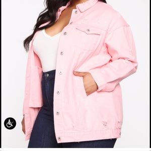 Gorgeous Pink Distressed Jean Jacket 3x